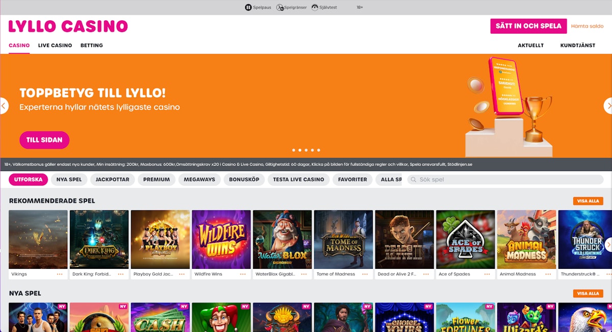 Lyllo Casino casino lobby screenshot